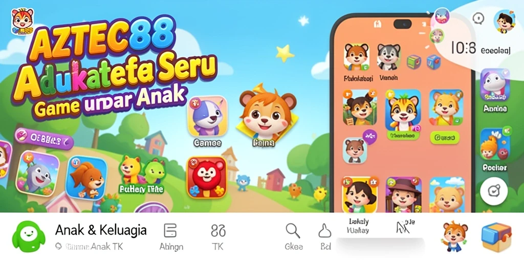 Antarmuka AZTEC88 yang ceria dan ramah anak.