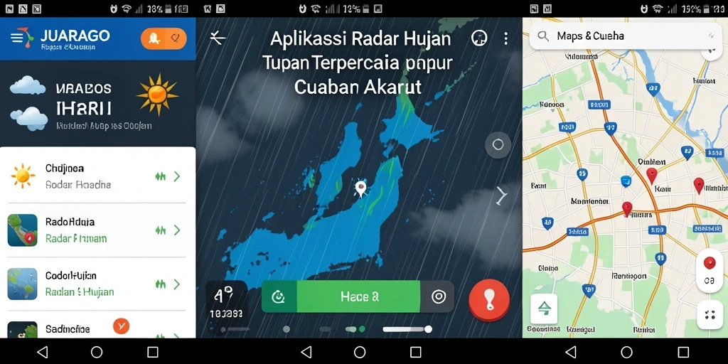 Screenshot utama JUARAGO menampilkan antarmuka radar hujan yang interaktif.