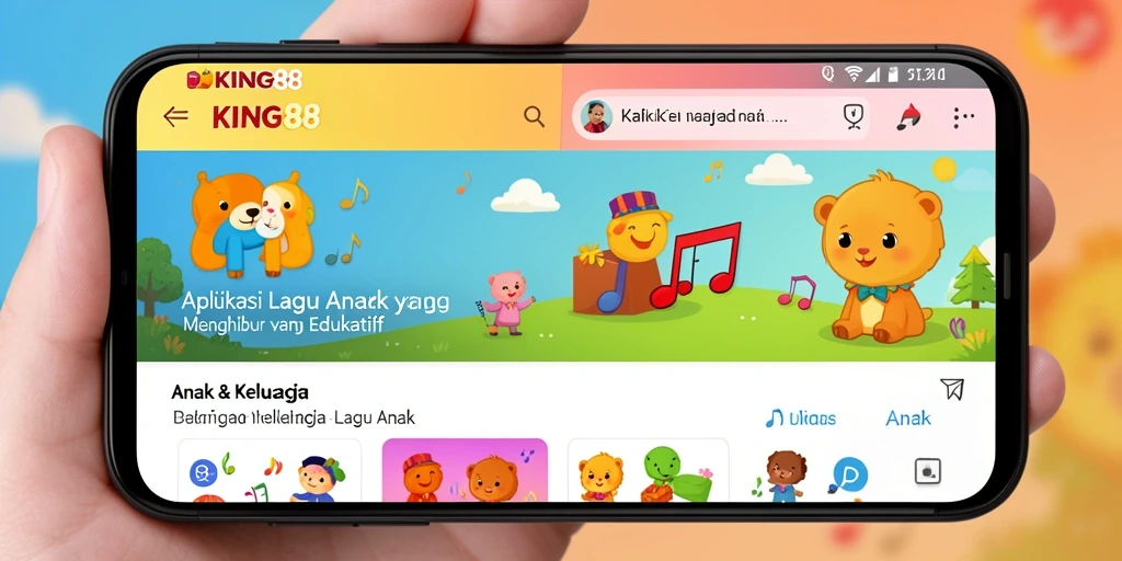 Tampilan antarmuka KING88 dengan lagu-lagu anak yang ceria.