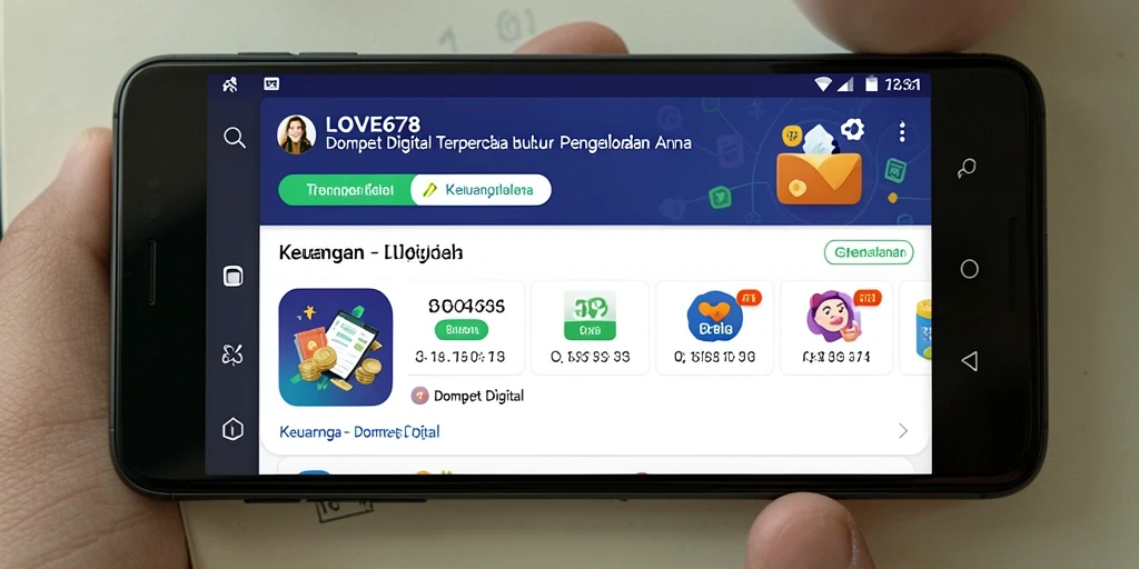 Antarmuka utama LOVE678 menampilkan fitur Dompet Digital yang modern dan mudah digunakan.