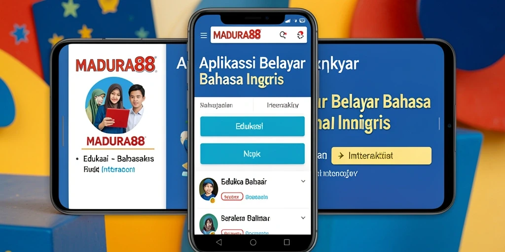 Tampilan antarmuka aplikasi MADURA88 untuk belajar bahasa Inggris.