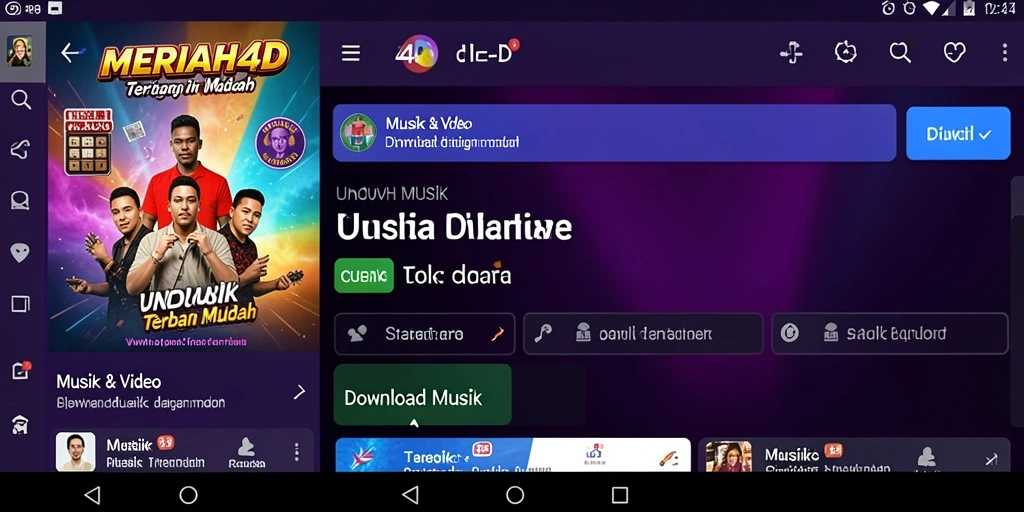 Tampilan antarmuka aplikasi MERIAH4D untuk Download Musik.