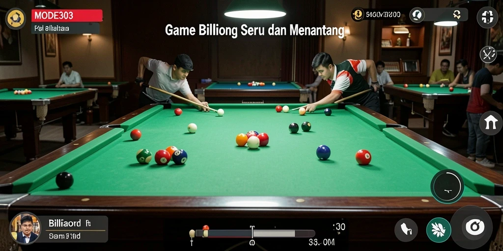Tampilan antarmuka game Billiard MODE303 dengan grafis yang menarik.