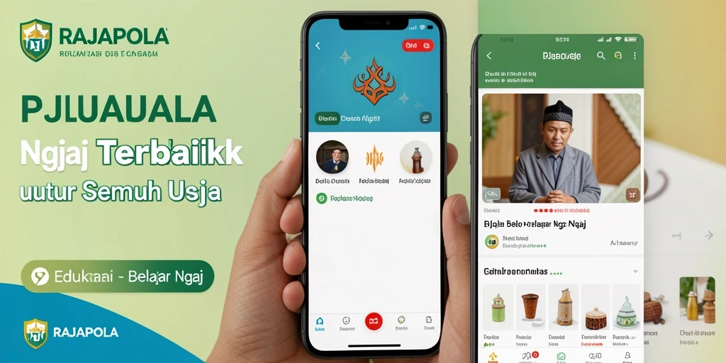 Antarmuka aplikasi RAJAPOLA yang interaktif dan menarik untuk belajar ngaji.