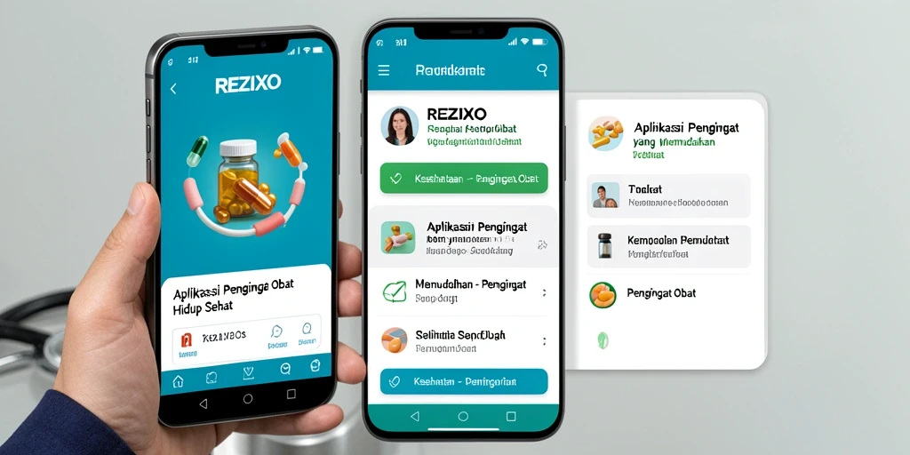 Antarmuka aplikasi REZIXO menampilkan pengingat obat yang jelas dan sederhana.