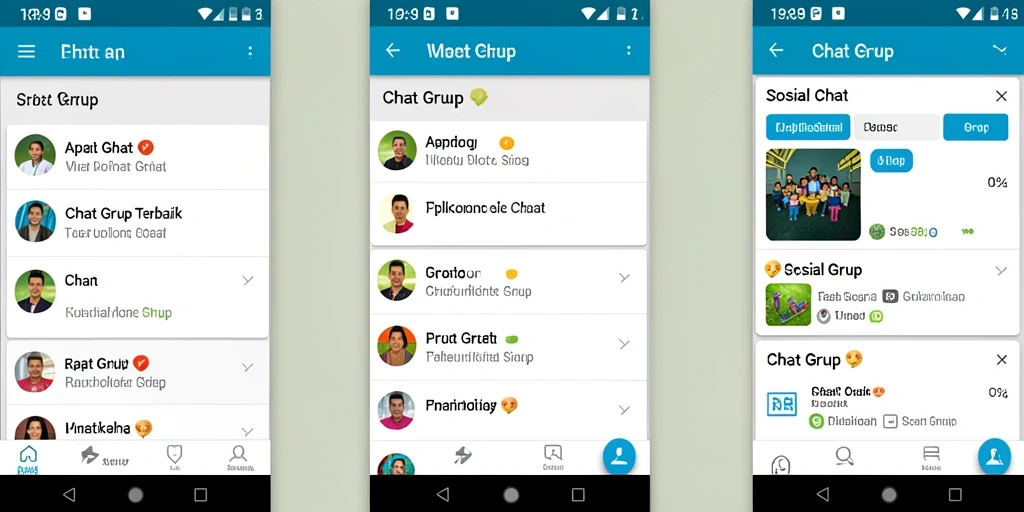 Tampilan antarmuka aplikasi chat grup RR89 yang interaktif.